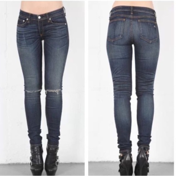 Rag & Bone Skinny Jeans Distressed Hampstead Dark Wash - Picture 13 of 14